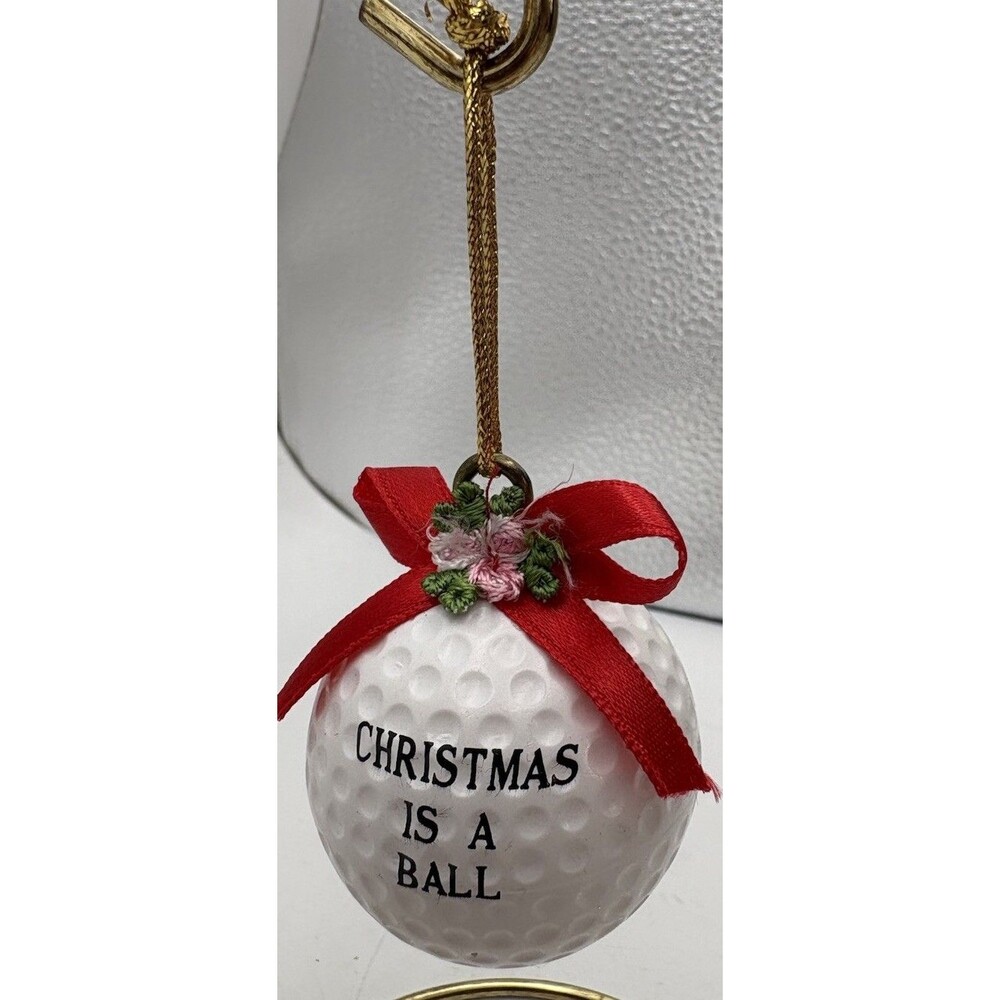 Vintage Golf Ball Christmas Ornament “Christmas Is A Ball” Golfer Holiday